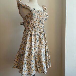 Yellow Eyelet Backless Dress